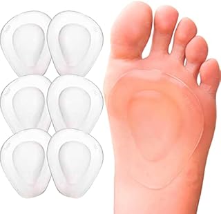 JKcare Gel Metatarsal Pads (Adhesive-Backed), Ball of Foot Cushions, Forefoot Support for Metatarsalgia, Morton’s Neuroma, Aching Feet Pain Relief- 6 Pack