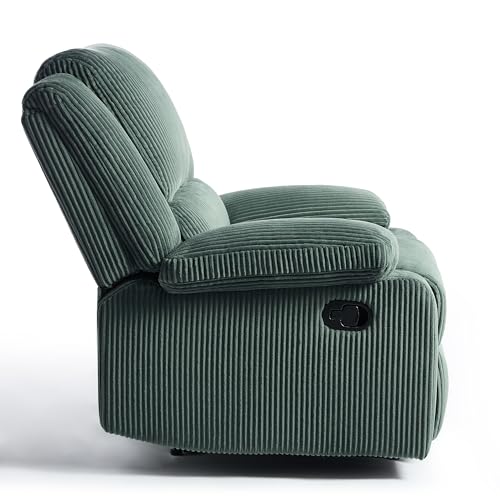 Sillón reclinable tapizado de pana verde miniatura 7