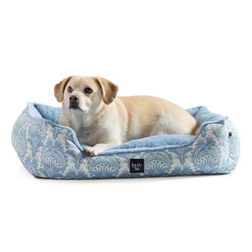 Nicole Miller New York PET Mod Damask Plushy Bolster Pet Bed, Cozy & Calming, Non-Slip Bottom, Machine Washable Cover, Blue, Extra Small 19"x15"x6" - Image 3