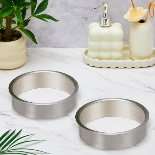 Image of Honeydak 4 Piece 6 inch (Nominal) Diameter x 2 inch Height 304 Polished Stainless Steel 6 inch x 2 inch Trash Grommets for Countertop Inserted Trash Kitchen Cabinet Counter Bin, Ease to Install