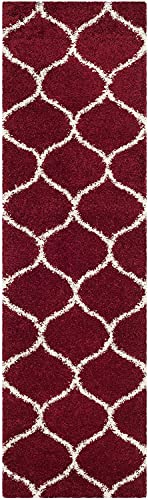 Image of Handwoven Microfibre 3D Rug for Living Room (Red & Ivory Moraccan, 2 X 5 Feet (Runner), Microfibre)