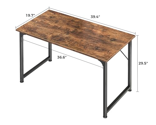 Huuger Computer Desk, 40 Inch Office Desk, Gaming Desk with Storage, Writing Desk Work Desk for Home Office, Study, Modern Simple Desk, Large Legroom, Metal Frame, Rustic Brown