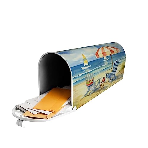 Image of Summer Mailbox Covers Magnetic Standard Size 18 inch X 21 inch Beach Life Mail Box Cover Summer Nautical Magnetic Post Wraps Letter Box Cover for Home Garden Yard Decor