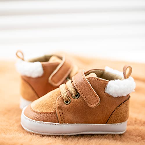 Image of CENCIRILY Baby Boys Girls High Top Sneakers Soft Soles Anti Skid Infant Ankle Shoes Toddler Prewalker First Walking Crib Shoes