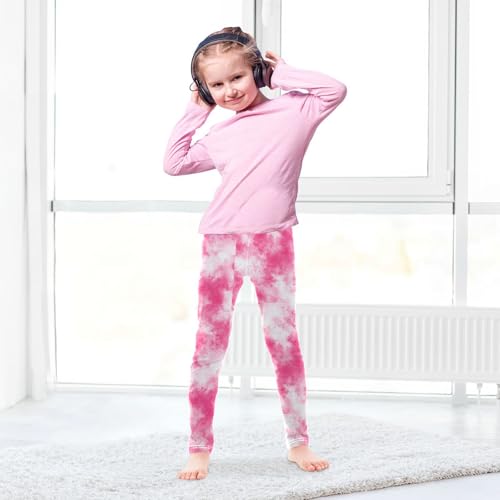 Boccsty Light Pink Tie Dye White Girls Leggings Kids Yoga Pants Dance Active Tights 4T4