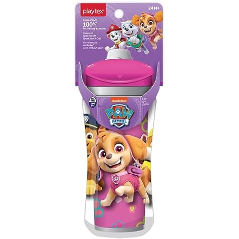 Playtex Baby Sipsters Stage 4 PAW Patrol Spout Cups, Spill-Proof, Leak-Proof, Break-Proof - Pink, 12 Oz, 1 Count Cover