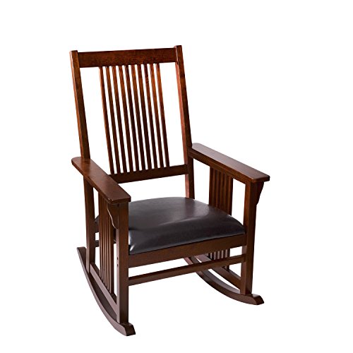 Giftmark Mission Style Rocking Chair with Upholstered Seat, Style A, Cherry