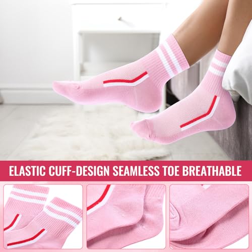 Geyoga 40 Pairs Women Cotton Athletic Crew Socks Colorful Striped Casual Soft Lightweight Quarter Socks Gift for Gym Tennis Travel4
