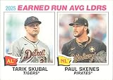 2026 TOPPS HERITAGE #7 PAUL SKENES/TARIK SKUBAL LEAGUE LEADER DETROIT TIGERS/PITTSBURGH PIRATES BASEBALL OFFICIAL TRADING CARD OF MLB