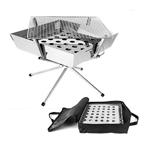 charcoal barbecue grilling basket, 304 stainless steel outdoor portable folding barbecue, Charcoal firewood stove BBQ, Suitable for 2-4 people using outdoor barbecue Picnic barbecue korean grill