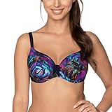Gaia Dame Bikini BH Bügel Gepolsterte Cups Bunt Gemustert Sommer Bademode 015F Nevis, Dunkelblau,75E