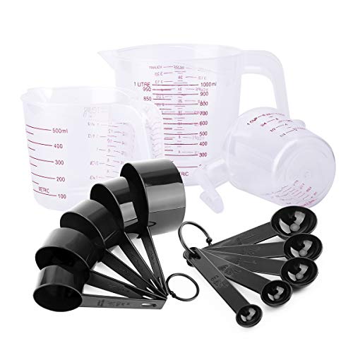 Plastic Measuring Cup and Spoon SetWmtidene BPA-free 8 Measuring Cups 5 Measuring Spoons with Handle Stackable Design for Cooking Baking13 Piece