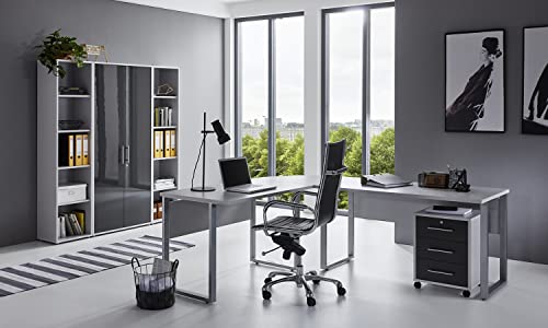 moebel-dich-auf.de Arbeitszimmer TABOR PRO 3 in diversen Farbvarianten (lichtgrau/anthrazit Hochglanz)