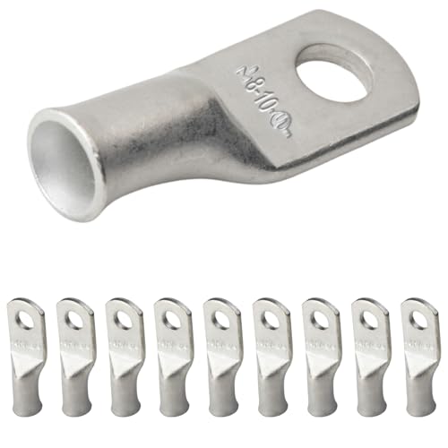 Image of SELTERM 10pcs 8 AWG-#10 Stud Marine Grade Tinned Copper Wire Battery Lugs