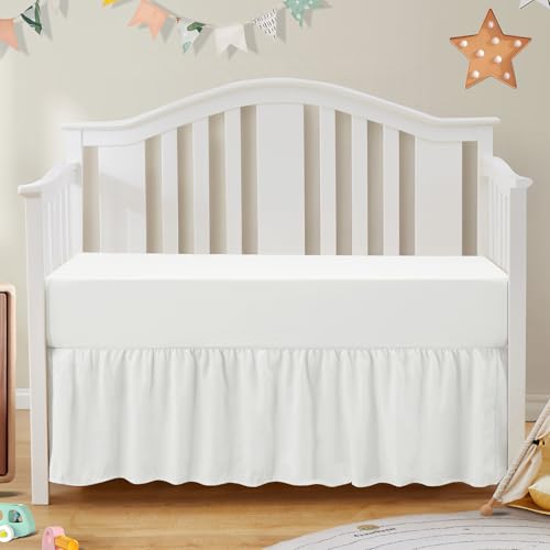 SiinvdaBZX 2-Piece Set Ruffled Crib Skirt & Microfiber Crib Sheet, Fit for Baby Standard Crib & Nursery Toddler Bedding, 52'x28' + Adjustable Elastic...
