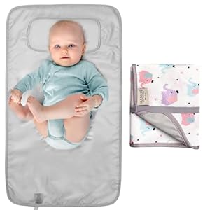 HAMUR HOME Portable Baby Changing Pad – Waterproof, Foldable & Lightweight Travel Mat – Soft & Machine Washable Diaper Changer – Compact & Durable (Elephant)