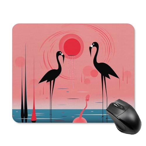 Tapis de souris imperméable ultra fin à rayures et flamants roses pour PC portable