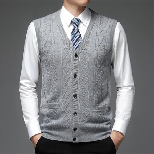 Collarless Single-Breasted Non-Hooded Wool Ordinary Daily Navy Solid Color Spot Men's Sweater Vest3