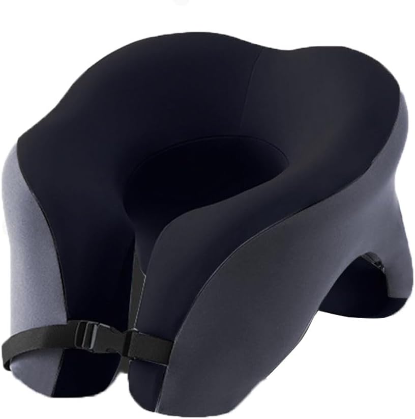 U-Shaped Neck Pillow - Memory Foam Office Nap Pillow for Students - Travel Neck Support Pillow with Breathable Removable Cover - Portable for Home, Work & Business Trips (Mysterious Black)