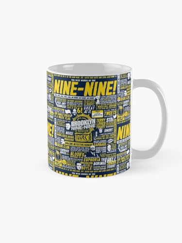 Image of Wise Words of the Nine-Nine 330ml Ceramic Mug - Brooklyn Comedy Quote Printed Coffee Cup - Microwave Safe Dishwasher Friendly - Fun Gift for Sitcom Fans Home Office Daily Use