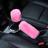 Goliton ブラック フラシ天 自動車ハンドブレーキカバー スリーブギアセット 自動車用ギアスーツ (ピンク)