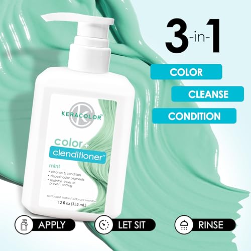 Image of Keracolor Color + Clenditioner 3-in-1 Color-Depositing Conditioner, Gentle Cleansing Conditioner Infusing Semi-Permanent Hair Color, 23 Shades, 12 Fl Oz