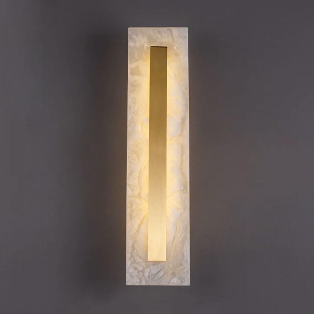 SSBHDM 19.7 Inch Rectangular Alabaster Wall Light, Nordic Industrial Style Wall Sconce, LED Light Source Marble Wall Lamp, Living Room Restaurant Bedroom Decoration Light Fixtures