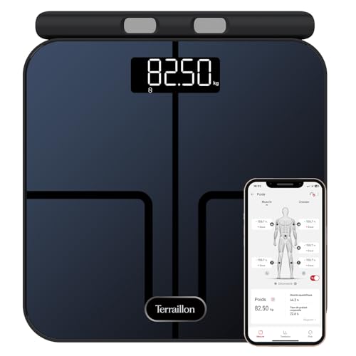 TERRAILLON - MASTER COACH EXPERT- Balance connectée Wi-Fi, 8 Electrodes invisibles, Analyse des masses graisseuse, musculaire, hydrique, osseuse et...