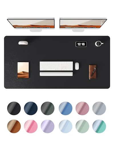 YSAGi Leather Desk Mat, Large Mouse Mat, Non-Slip Desk Pad, Waterproof Leather Table Protector Writing Pad for Office and Home (120 x 60 cm, Black)