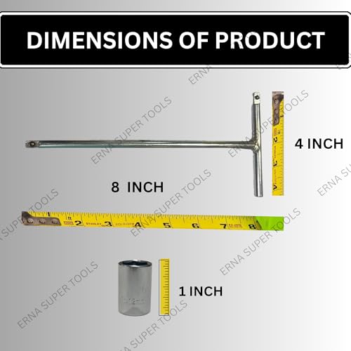 Image of T shaped handle 8 inch with 1 /4 drive 8mm, 9mm, 10mm, 11mm and 12mm hex socket, (wrench spanner set)
