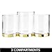 mDesign 3- Section Makeup Brush Organizer for Bathroom Vanity - Plastic Brush Holder for Makeup - Storage Cup for Eyeliner, Lipstick, Concealer - Cosmetic Holder, Lumiere Collection, Clear/Soft Brass