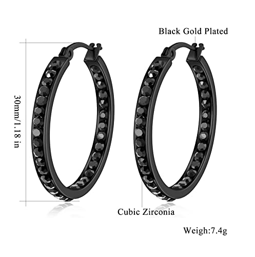CiNily Stainless Steel Cubic Zirconia Hoop Earrings Silver/Gold Plated Earrings for Sensitive Ears3