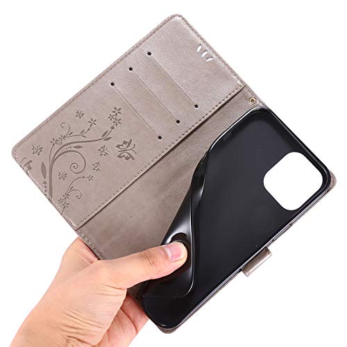 Capa C-Super Mall-UK para iPhone 12 Pro Max, capa carteira em relevo borboleta com suporte e capa fl