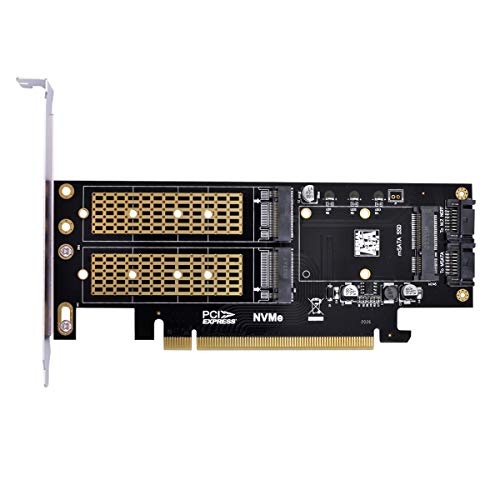 xiwai Adaptateur PCI Express PCI-E 3.0 et Dual SATA vers NGFF NVME MSATA M-Key B/M-Key SSD 3 en 1