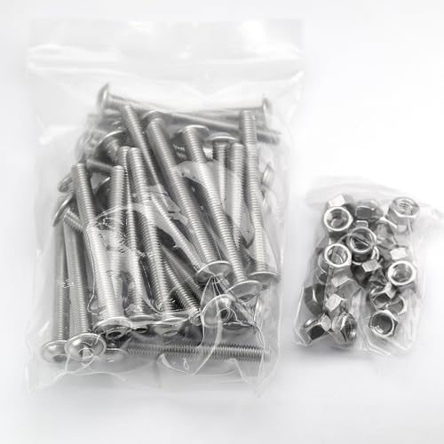(30 pcs) M5 x 40mm Hex Socket Screws with Flange and Nuts Set 304 Stainless Steel Pan Head Screws, Silver tone, M5x40mm (30 Pieces) - Image 3