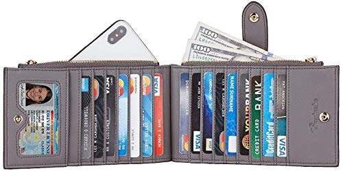 Image of Travelambo Leather Wallets for Women Slim RFID Blocking Bifold Credit Card Holder Wallet