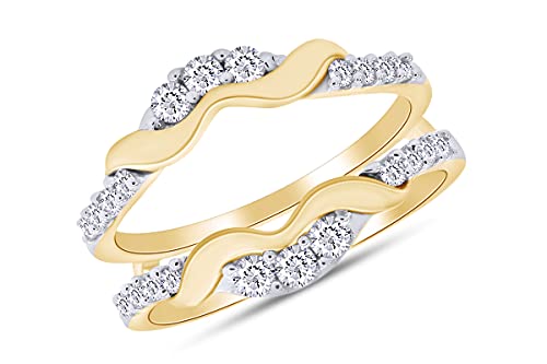 AFFY 1/3 Ct. Round Chevron Ring Guard Enhancer with Cubic Zirconia in 14K Yellow Gold Over Sterling Silver 0.33 Carat3