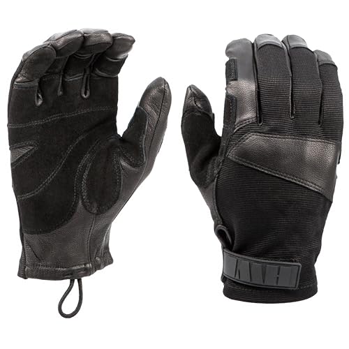 HWI Gear TFR100 Tactical Fast Rope Glove, Thick Goatskin Leather, Dexterity, Adventure, Outdoor Sport, Climbing, Rappelling, Black, Medium