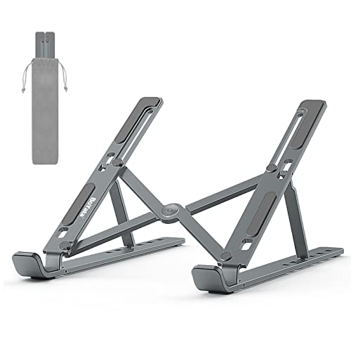BoYata Laptop Ständer, 6 Stufen der Höhenverstellung Tragbarer Laptop Halter für Schreibtisch, Faltbarer Aluminium-Riser, kompatibel mit MacBook Air, Dell XPS, die meisten 10-15,6-Zoll-Laptops