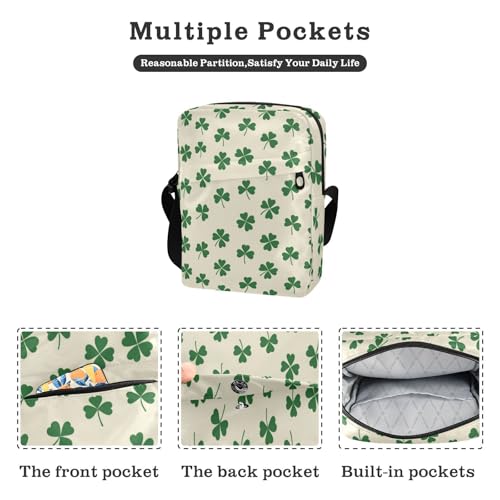 KLL Green Shamrocks messenger bag cute Vegan Leather mens crossbody bag Casual Lady Shoulder Handbags2