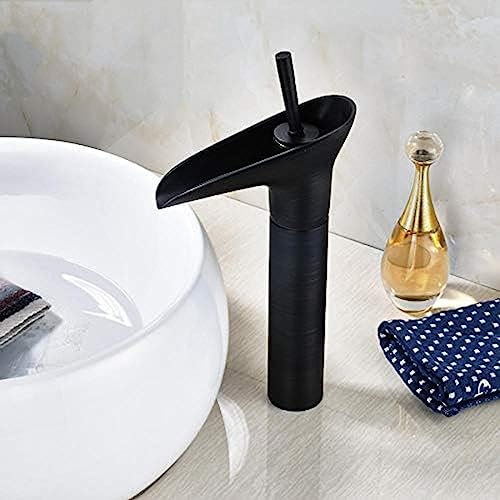 Mitigeur de lavabo cascade noir bronze cuivre robinetterie salle de bain design