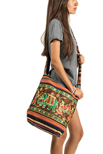 Patchwork Brown Cotton Women Hobo Crossbody Shoulder Large Bag Hipster Boho Sling Messenger School Casual3