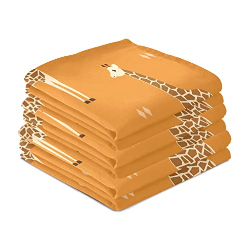 Kigai Funny Giraffes Kitchen Towels 18X28Inch Ultra Soft Absorbent Quick Drying Kitchen Dish Towels Washable Cleaning Cloths Hand Towels Tea And Bar Towels, 4 Pack #TOP3