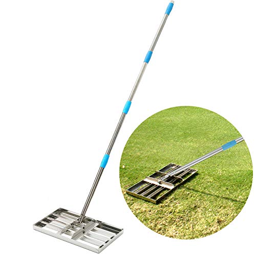 Harrms Level Lawn, Lawn Leveling Rake 6 FT with Stainless Steel Pole Heavy Duty Soil Lawn Leveler Tool Lawn Push for Yard Golf