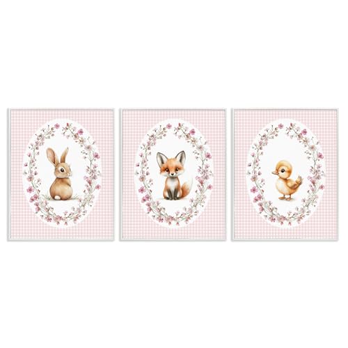 Tableaux animaux vichy Stupell Industries lot de 3