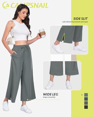 CAMPSNAIL Wide Leg Pants Women - 25"/29" Casual Summer Capri Yoga Pants Lightweight Sweatpants for Travel Business Work — view 2