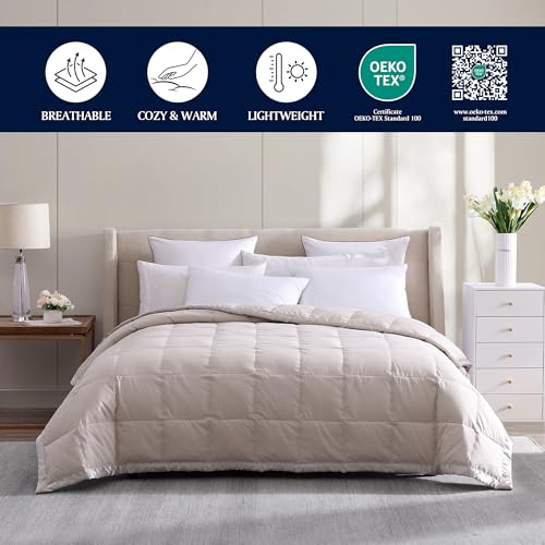 Serta Soft Lightweight Down Blanket,650 Fill Power Microfiber White Down Blanket,Luxury Bed Blanket with 2" Satin Trim,Down Alternative Blanket King Size by Serta - Used condition - Image 2