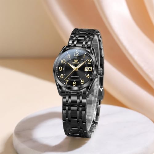 Image of OLEVS Womens Watches Classic Dress Quartz Female Wristwatch Ladies Stainless Steel Waterproof Luminous Date Easy Read Watch for Lady