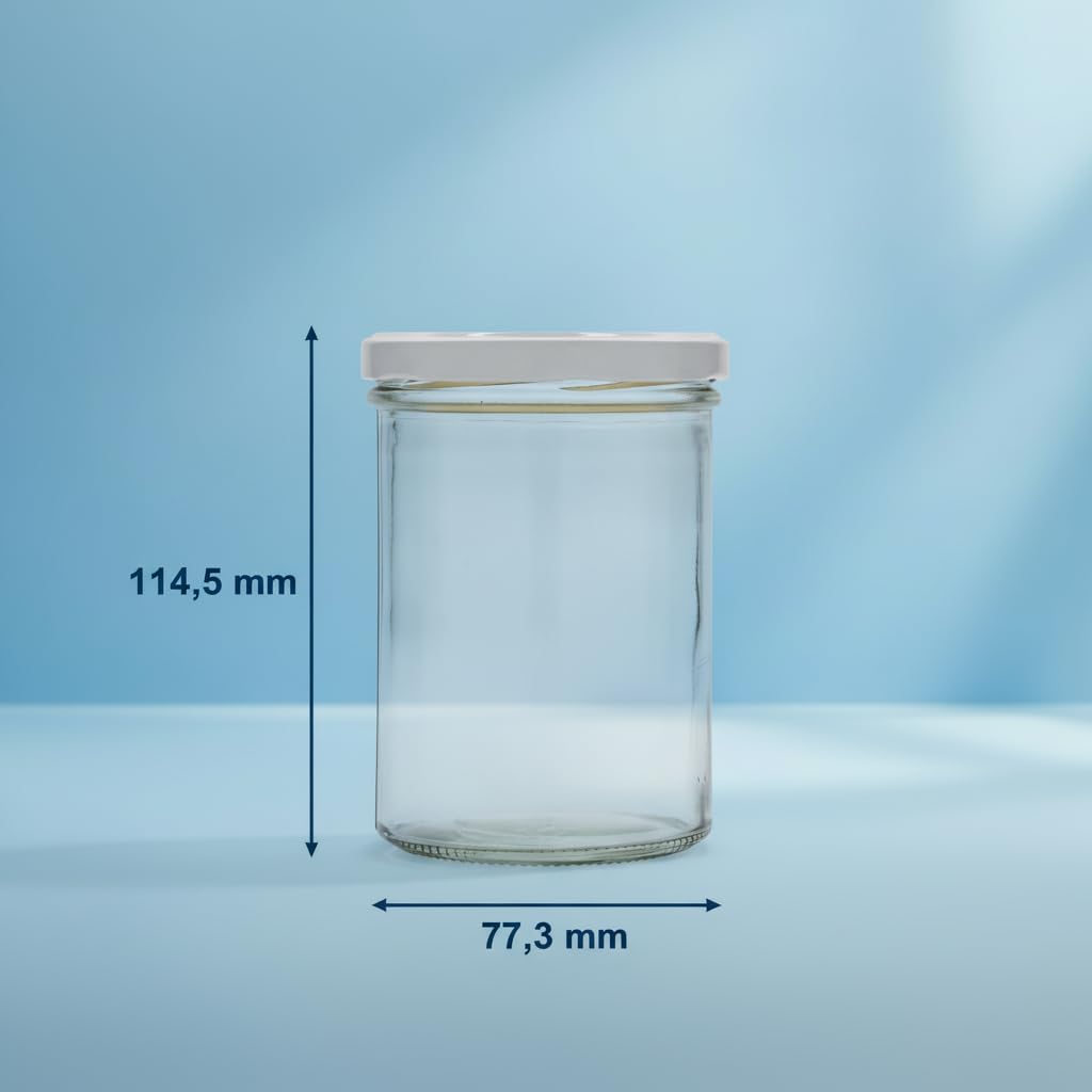 84 Sturzgläser 435 ml Marmeladenglas Einmachglas Einweckglas TO 82 mit weißem Deckel, ideal für Marmelade, Konfitüre, Gelee, Suppe oder Meal Prep, backofenfest | Made in Germany