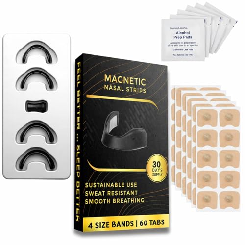 Magnetic Nose Strips (60 Count) External Nasal Strips with Lightweight Flexible & Sweat-Resistant Design for Daily Wear Men & Women